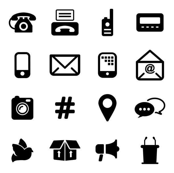 Different Ways Of Communication Icons This image is a  illustration and can be scaled to any size without loss of resolution. radio silhouettes stock illustrations