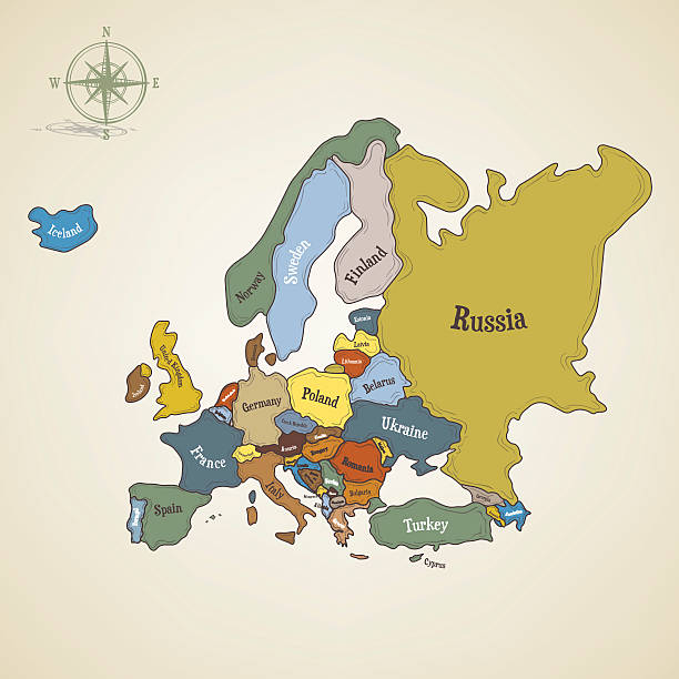 Hand drawn map of Europe Hand drawn vector illustration of a map of Europe. green map of norway stock illustrations