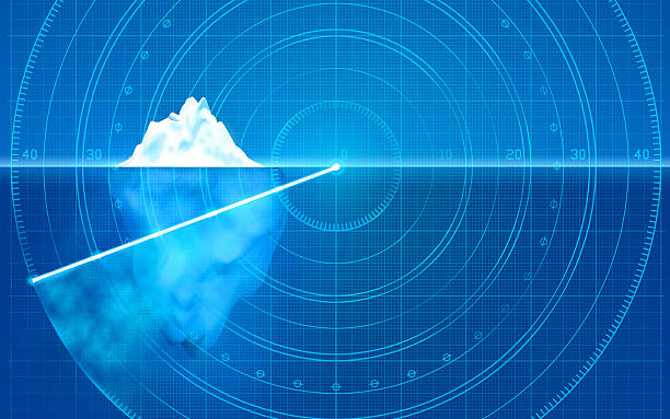 illustrazioni stock, clip art, cartoni animati e icone di tendenza di iceberg sul radar :  prevenire i rischi, identificare i problemi dei rischi, degli asini nascosta - sea safety antenna radar