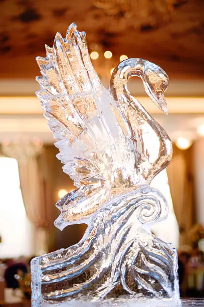 Photo of Single swan sculpture from ice