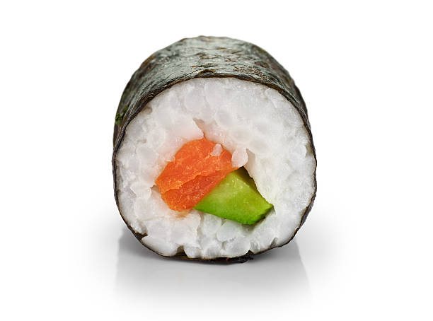 istock Sushi rolls with avocado and salmon. 513941142