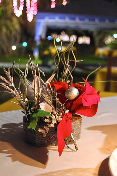 istock Celebration table decoration with red bow, evening meal 513941528