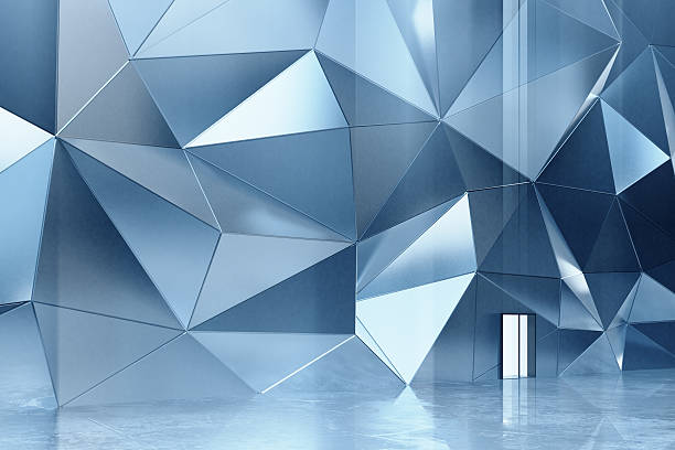 Abstract metal wall with concrete floor