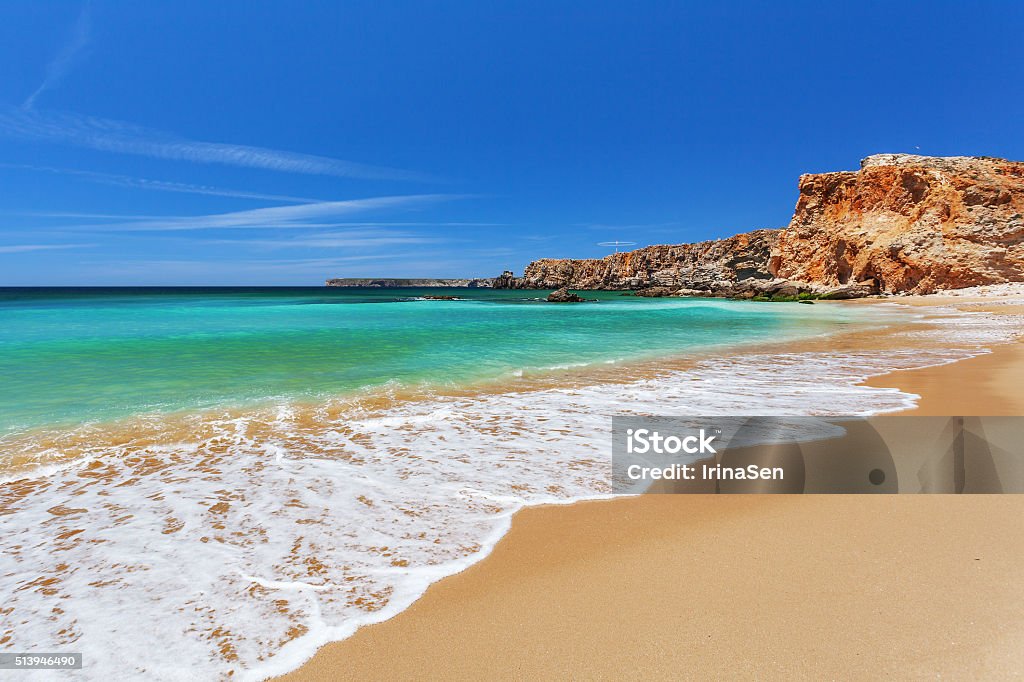 Atlantic ocean - Sagres Algarve Australia Вeautiful place for a relaxing holiday and windsurfing Beach Stock Photo