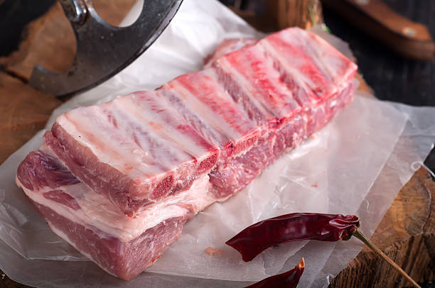 istock Raw ribs  on a  wooden table 513946662