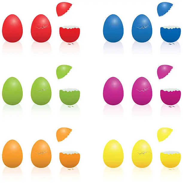 Vector illustration of Easter Eggs Fillable Cracked Packing
