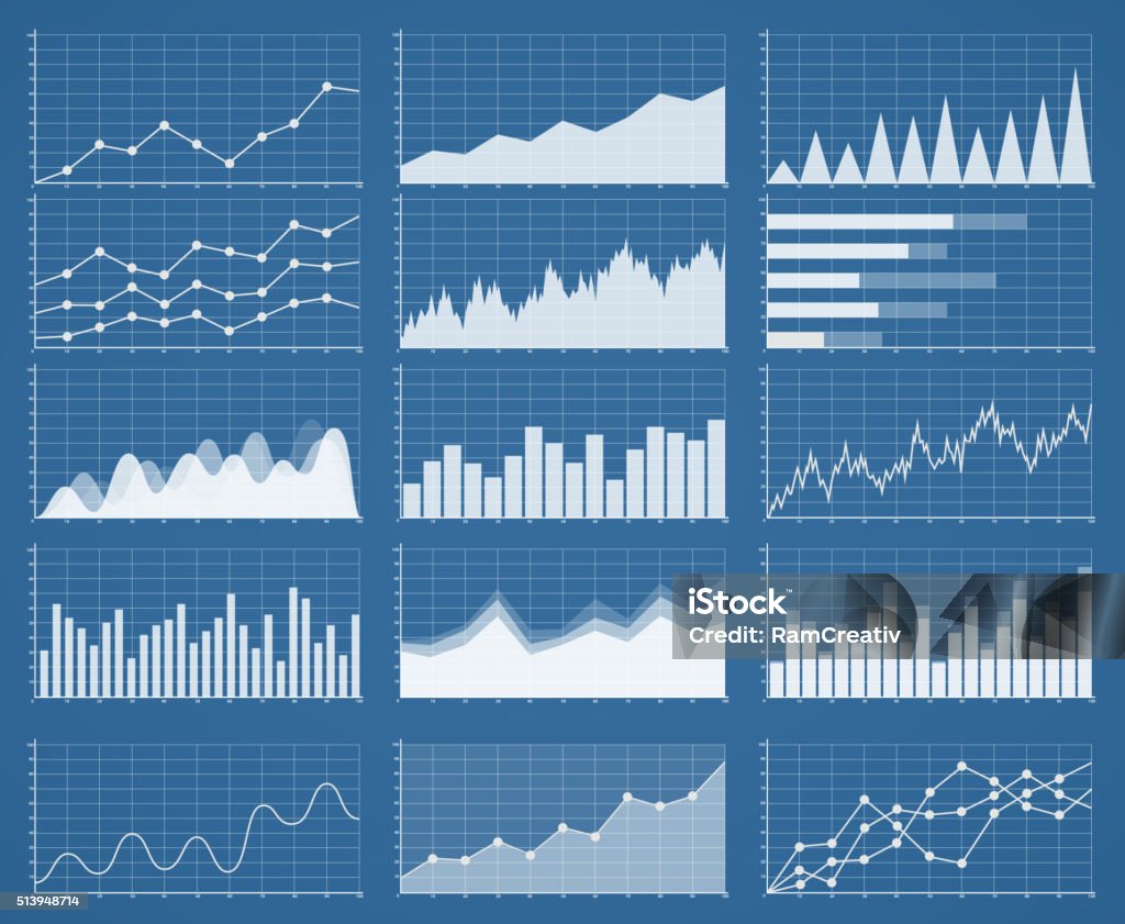 Negocios gráficos y tablas de planchar. Análisis y gestión - arte vectorial de Gráfico libre de derechos