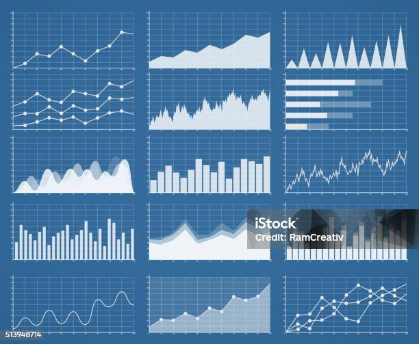 ビジネスグラフィックスおよびチャート設定されます分析および管理 - グラフのベクターアート素材や画像を多数ご用意 - グラフ, 株式市場, チャート図