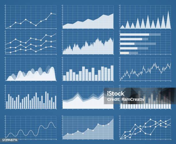 Business Graphics And Charts Set Analysis And Management Stock Illustration - Download Image Now