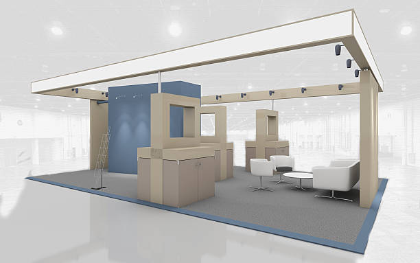 istock Exhibition Stand in Blue and Beige colors 3d Rendering 513949976