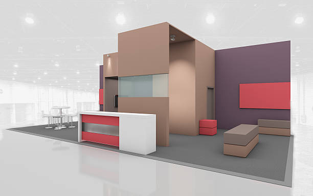 istock Exhibition Stand in Brown and Beige colors 3d Rendring 513950528