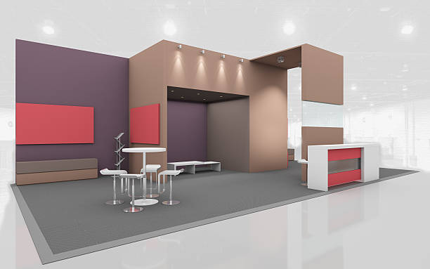 istock Exhibition Stand in Brown and Beige colors 3d Rendring 513950962