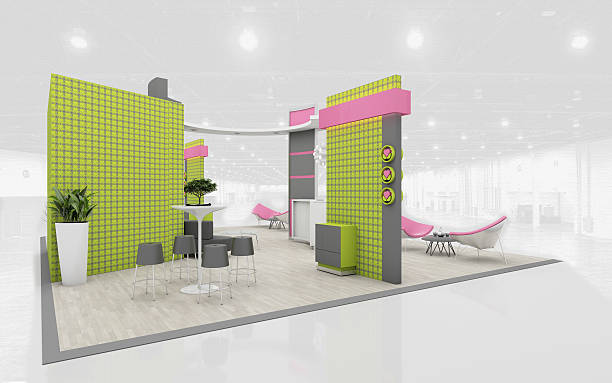 istock Exhibition Stand in Green and Pink colors  3d Rendering 513951504