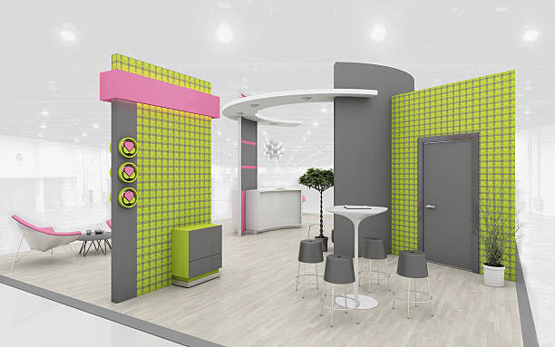 istock Exhibition Stand in Green and Pink colors  3d Rendering 513951776