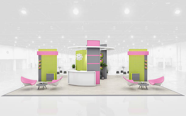 istock Exhibition Stand in Green and Pink colors  3d Rendering 513951984