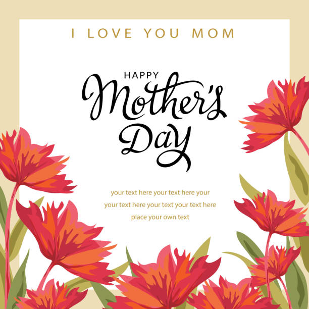 отпразднуйте день матери's - mothers day mother single flower family stock illustrations