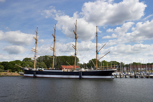 barque at the harbor of Lubeck-Travemunde