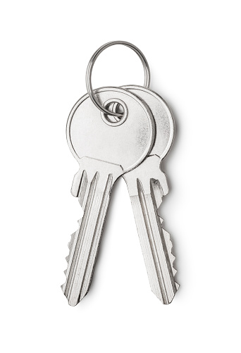 Silver keys, Isolated on white, Clipping Path