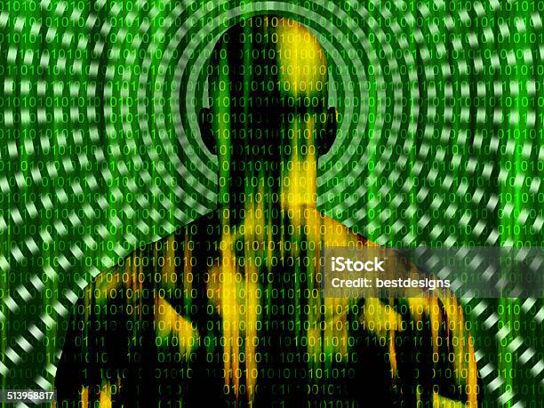 Binary Code Streaming With Man Stock Photo - Download Image Now - Binary Code, Abstract, Accessibility