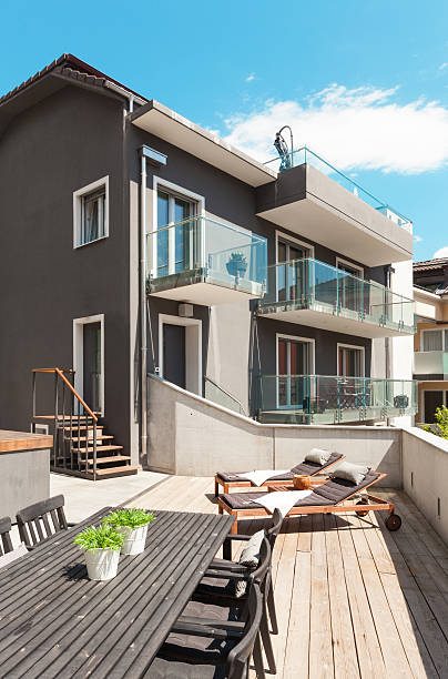 istock Nice terrace of modern house 513959265