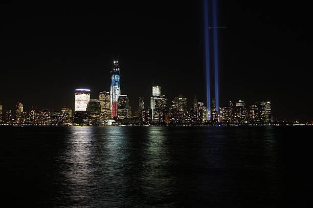 istock WTC Memorial Lights Ground Zero with Freedom 513961725