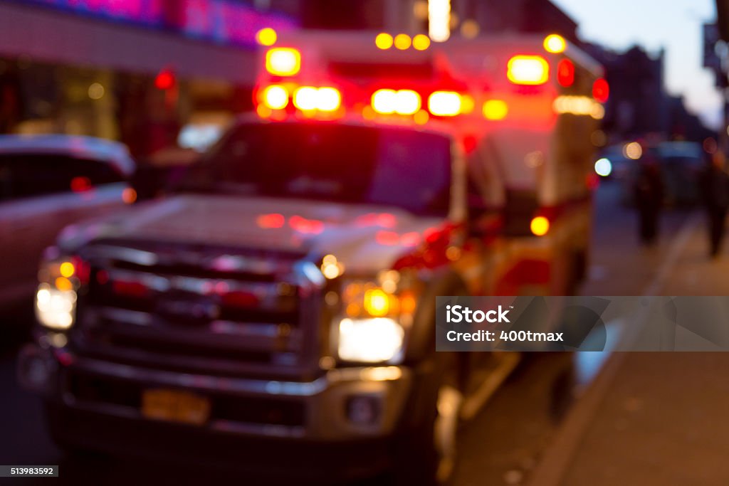 Ambulance Out of  focus Ambulance in Times Square. Ambulance Stock Photo