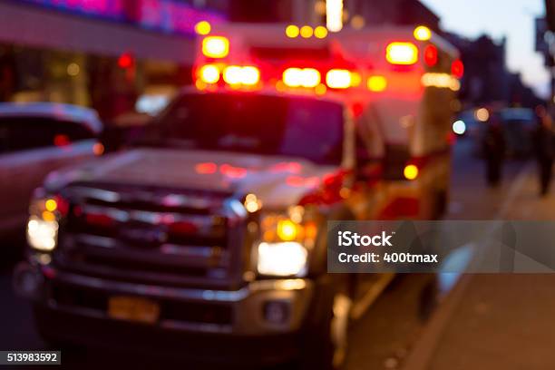 Ambulance Stock Photo - Download Image Now - Ambulance, Illuminated, Street Light