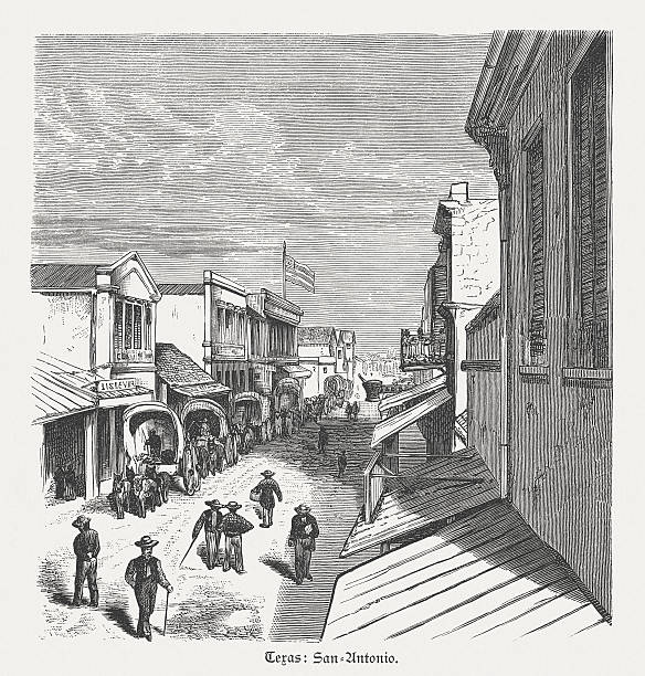 istock San Antonio, Texas, USA, wood engraving, published in 1880 513983900