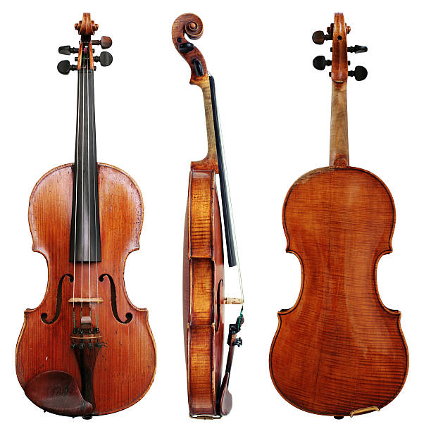 istock Old Violin isolated on a white background in projections 513986407