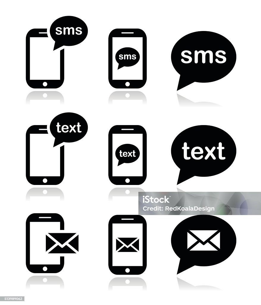 Mobile SMS texte Message courrier icônes ensemble - clipart vectoriel de Photophone libre de droits