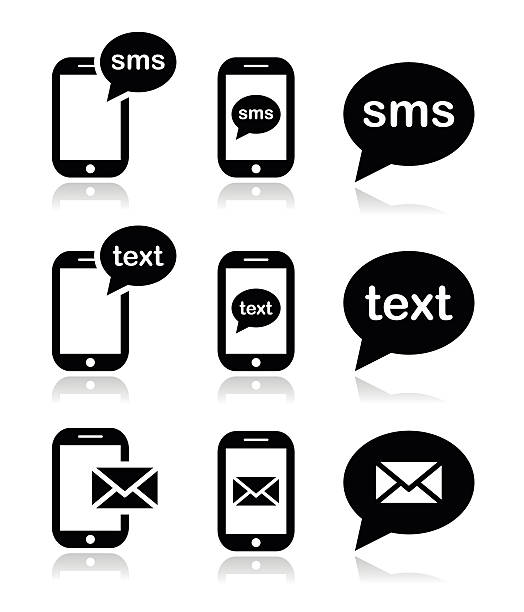 stockillustraties, clipart, cartoons en iconen met mobile sms text message mail icons set - fotoberichten