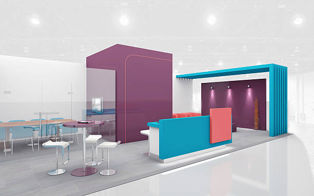 istock Exhibition Stand in Purple and Teal colors 3d Rendering 513989248