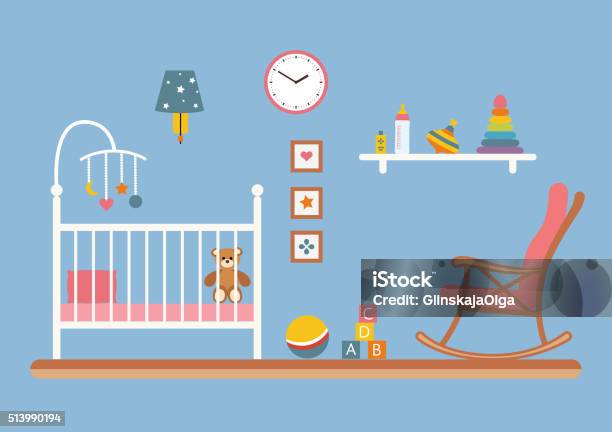 Nursery Vector Interior Stock Illustration - Download Image Now ...