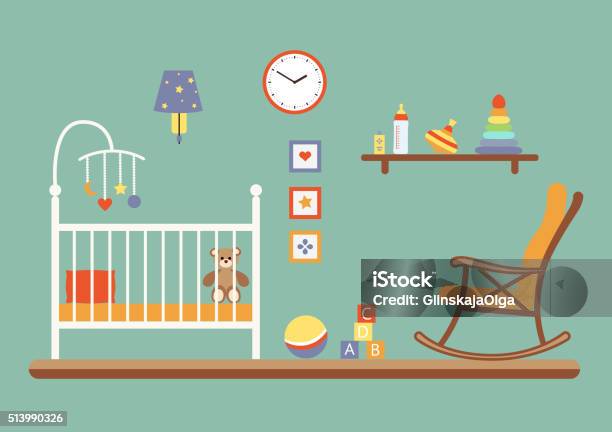 Nursery Vector Interior Stock Illustration - Download Image Now ...