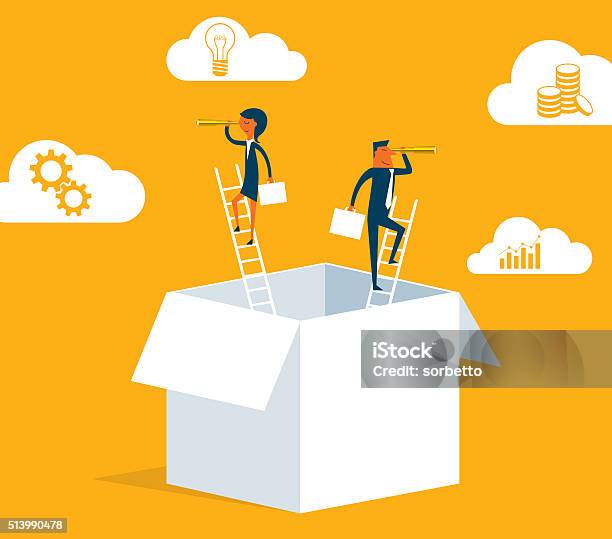 Thinking Outside The Box Stock Illustration - Download Image Now - Investment, Surveillance, Motivation