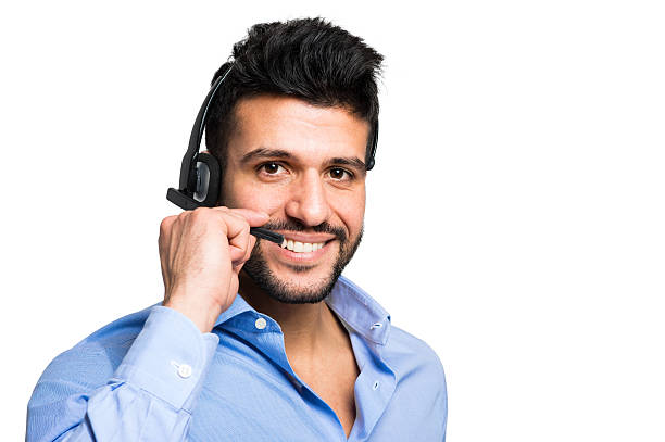 istock Call center male operator isolated on white 513990826