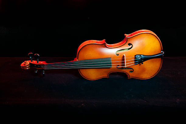 istock Close up violin isolated in black background 513991248
