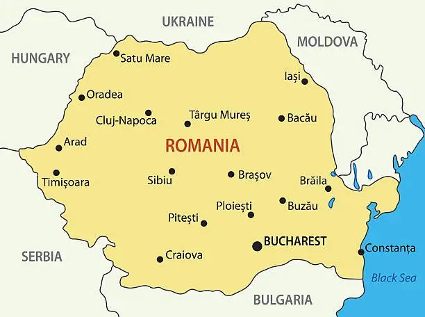 Vector illustration of Romania - vector map