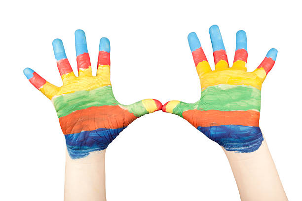 istock Young pair of painted hands 513992179