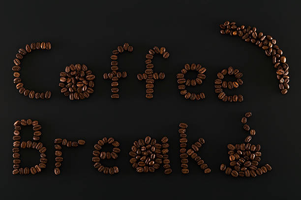 Coffee break words consist  of brown coffee beans