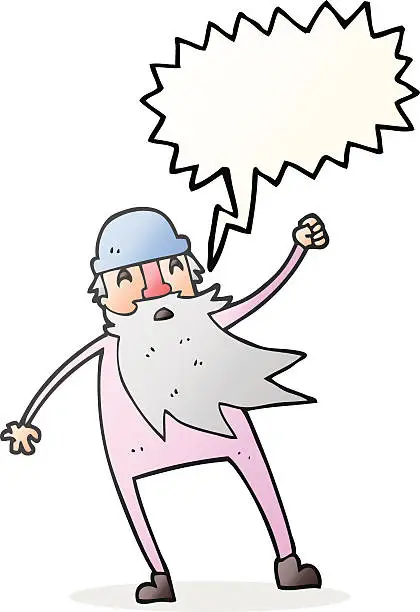 Vector illustration of speech bubble cartoon old man in thermal underwear