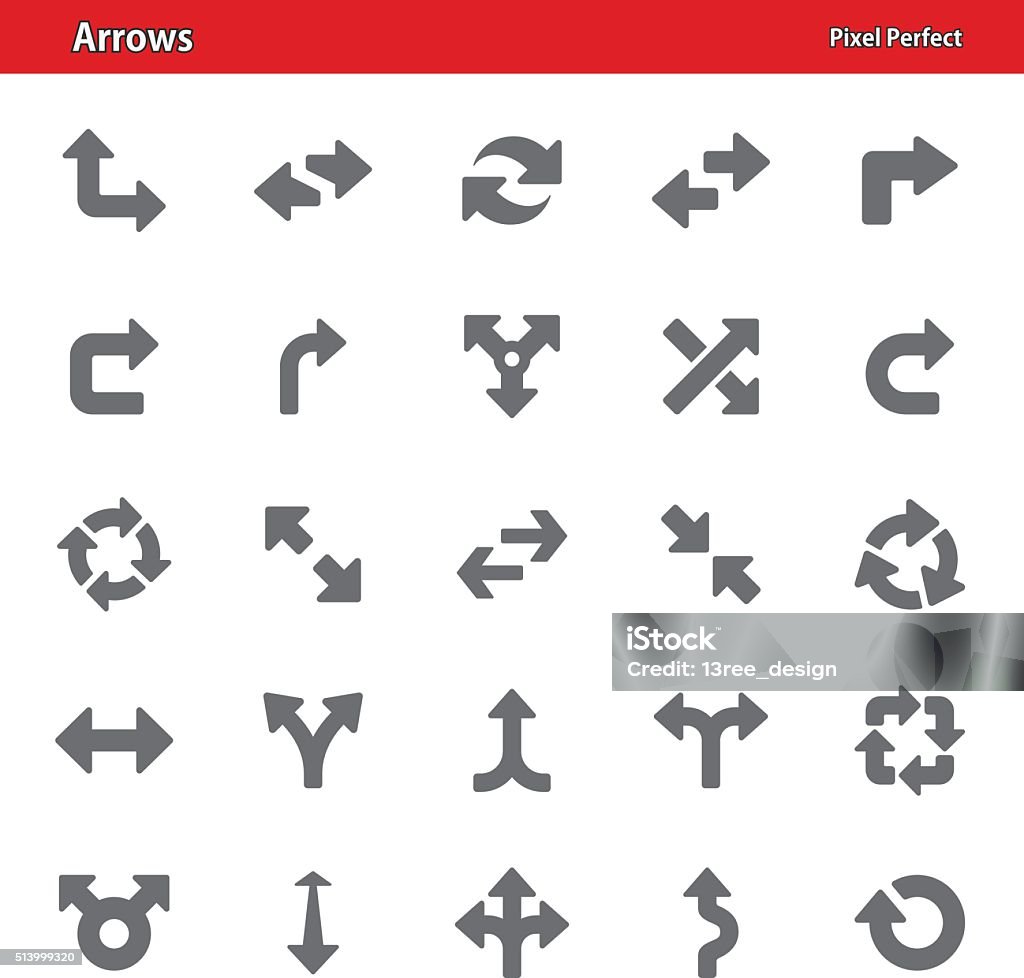 Arrows Icons - Set 3 Professional, pixel perfect icons depicting arrow concepts (optimized for both large and small resolutions). Arrow Symbol stock vector