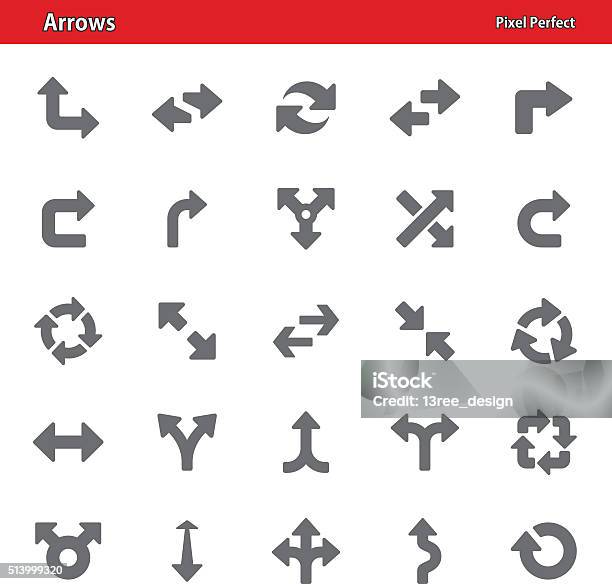 Arrows Icons Set 3 Stock Illustration - Download Image Now - Arrow Symbol, Back Arrow, Crossroad