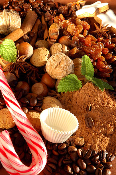 Various nuts and ingredients stock photo