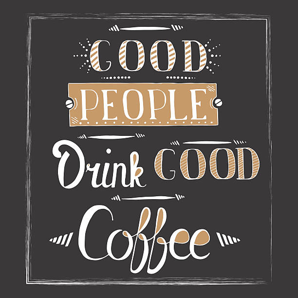 Calligraphy style quote about coffee vector art illustration