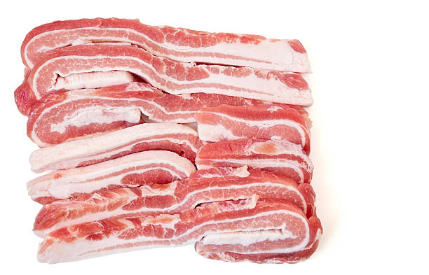 scheiben schweinefleisch bauch - fat layer stock-fotos und bilder
