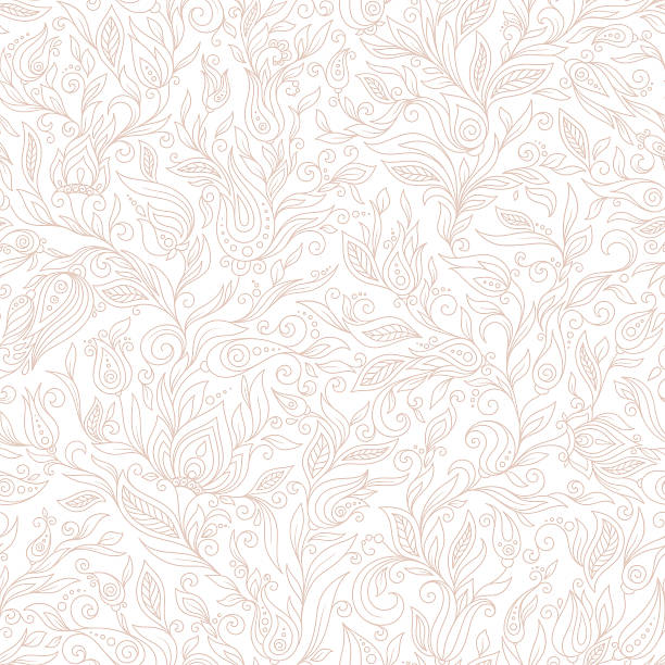 paisley gładki wzór kwiaty elementy - pattern seamless doodle retro revival stock illustrations