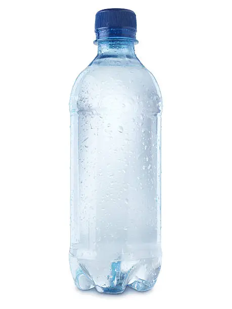 Photo of Mineral water bottle cut out on white - Stock Image