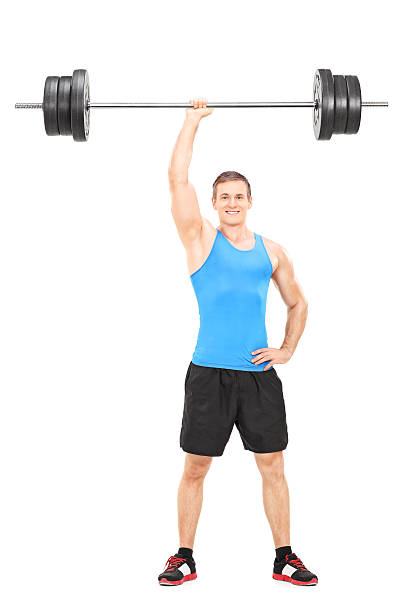 istock Strong athlete holding a weight in one hand 514028155
