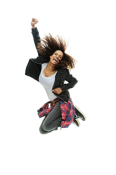 istock Excited woman jumping & cheering 514028905